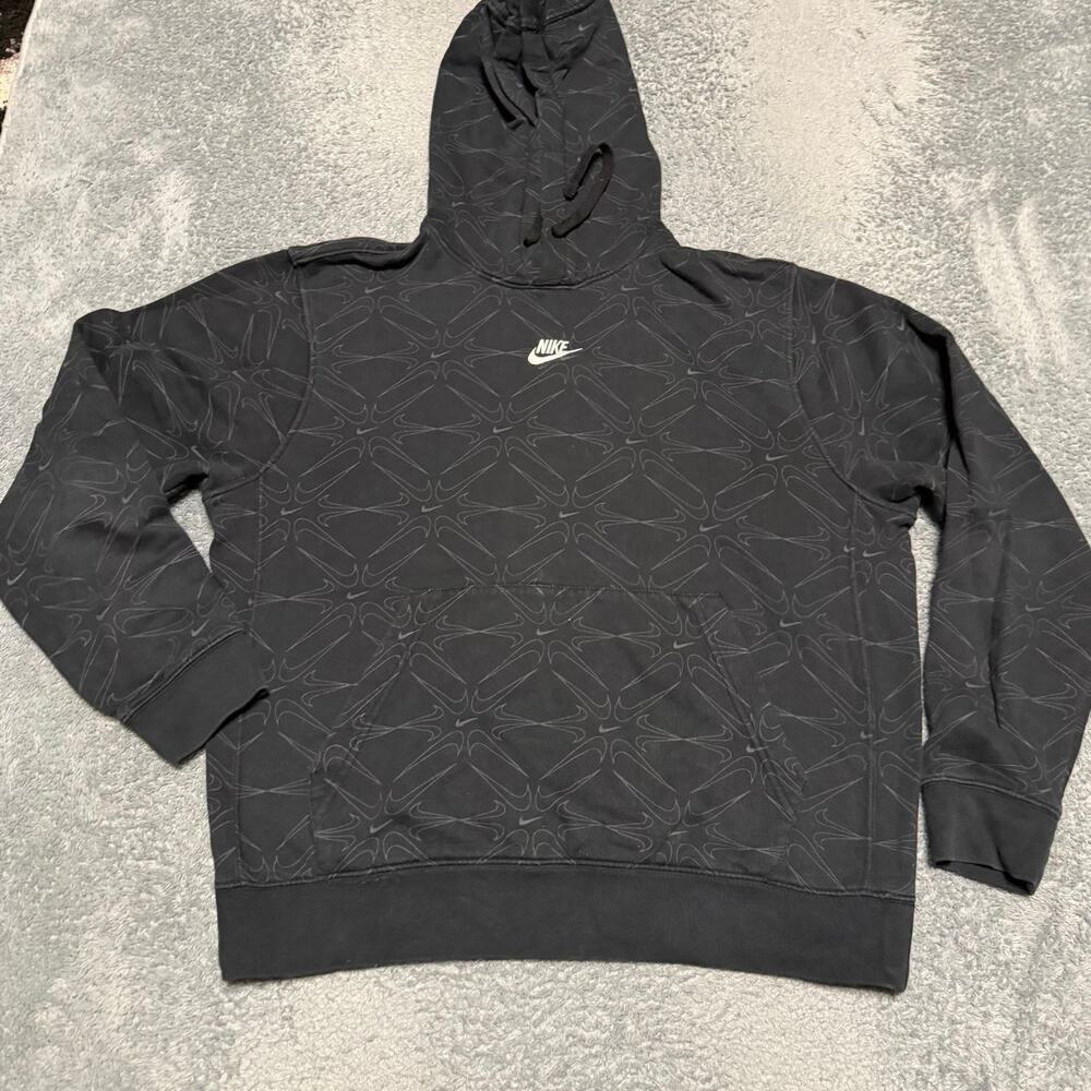 Nike Sportswear Club Fleece Mens Medium Hoodie All Over Print Black